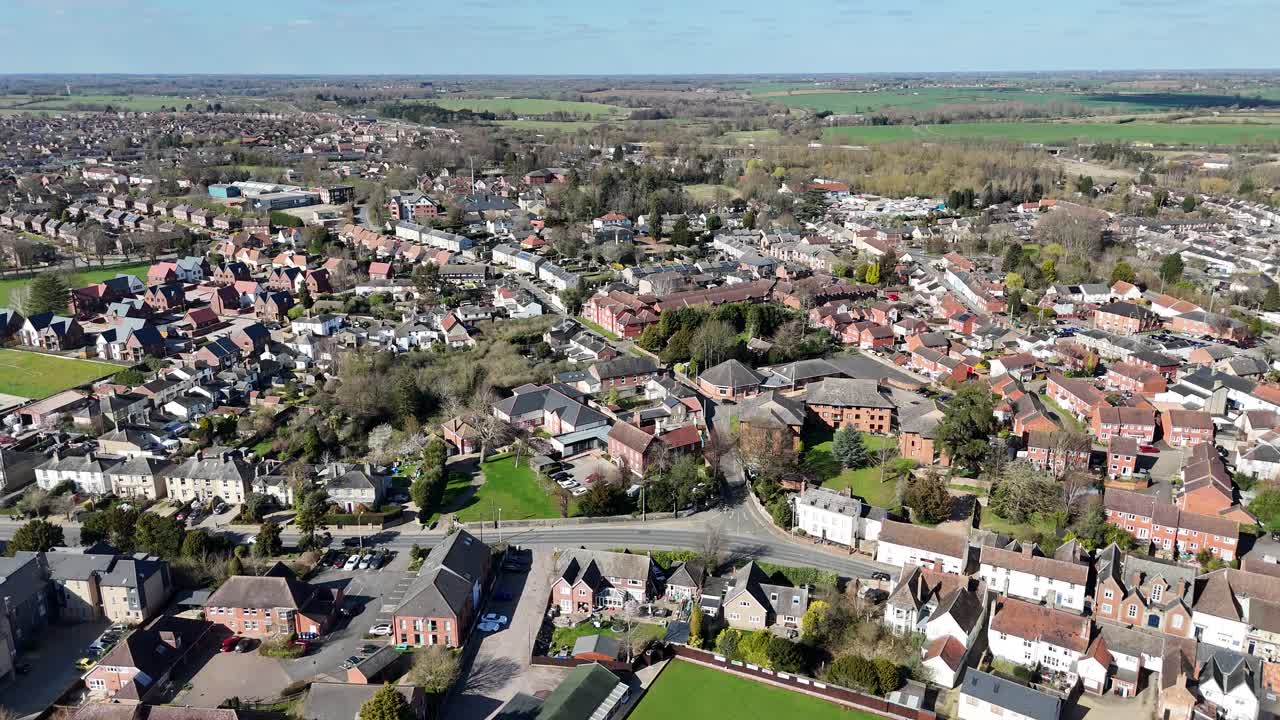 Houses and streets Stowmarket Suffolk UK drone,aerial 4K footage