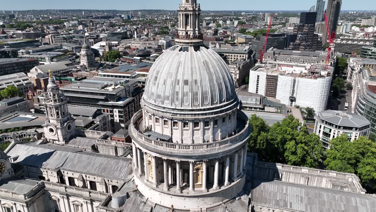 Aerial view of St. Paul's Cathedral dome in London