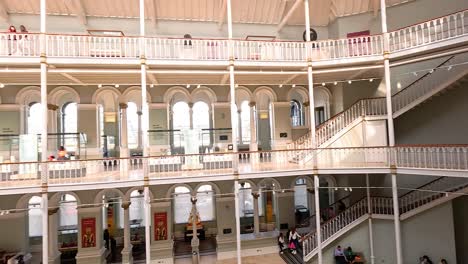 visitors exploring exhibits in grand museum hall