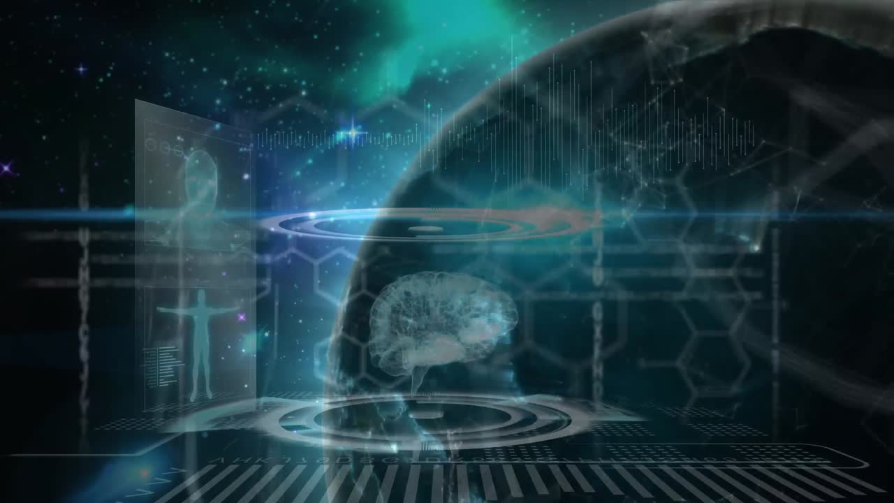 animación de redes de conexiones con el mundo sobre el procesamiento de datos médicos