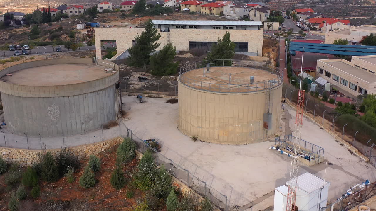 Large Water tank in Jerusalem Aerial view, Israel