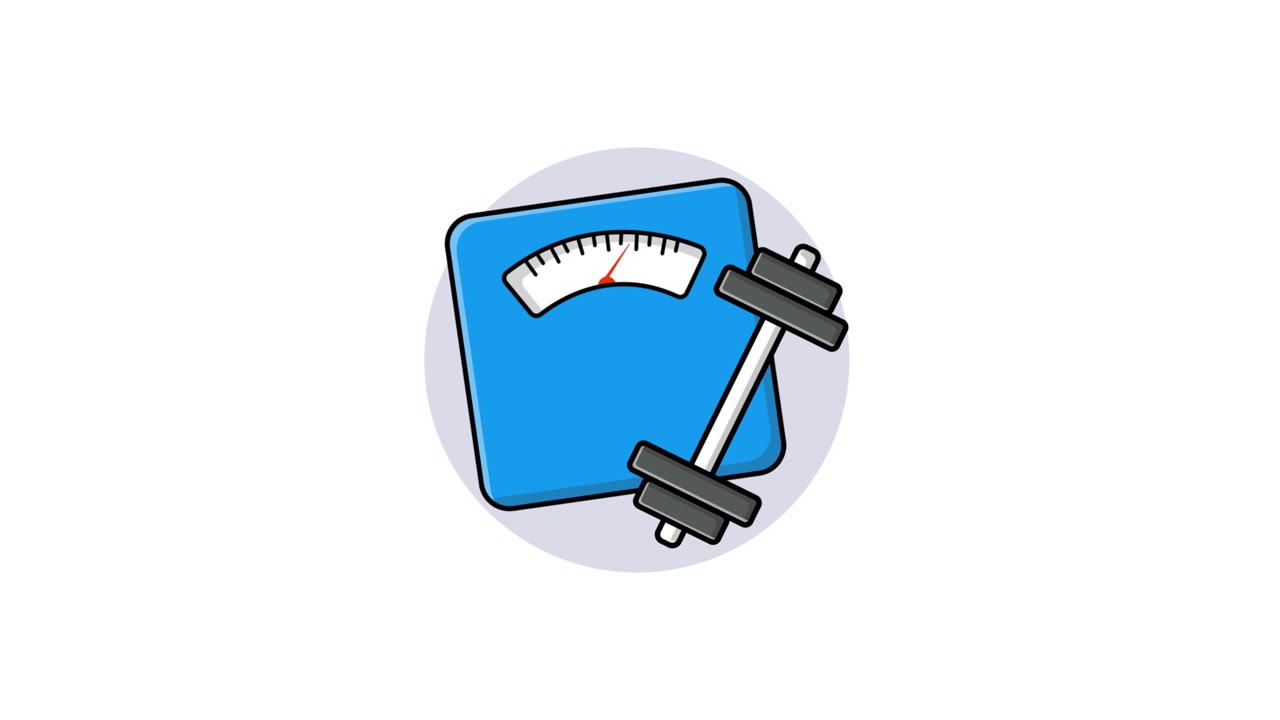 Animated Bathroom Scale and Dumbbell for Fitness and Health