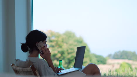 freelance woman professional taking a call