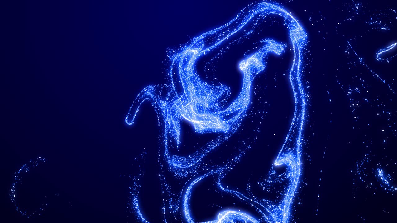 푸른 반이는 반이고 반이며, 적적한 액체에서 회전하며, 빛에 빛나는 색이 빛납니다. 4k 입자 배경은 기름에 있는 콘페티와 같습니다. 마는 알파 채널로 매트됩니다.