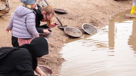 children panning for gold in ballarat, australia