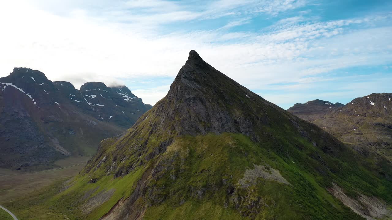 공중 영상 아름다운 노르웨이의 자연.