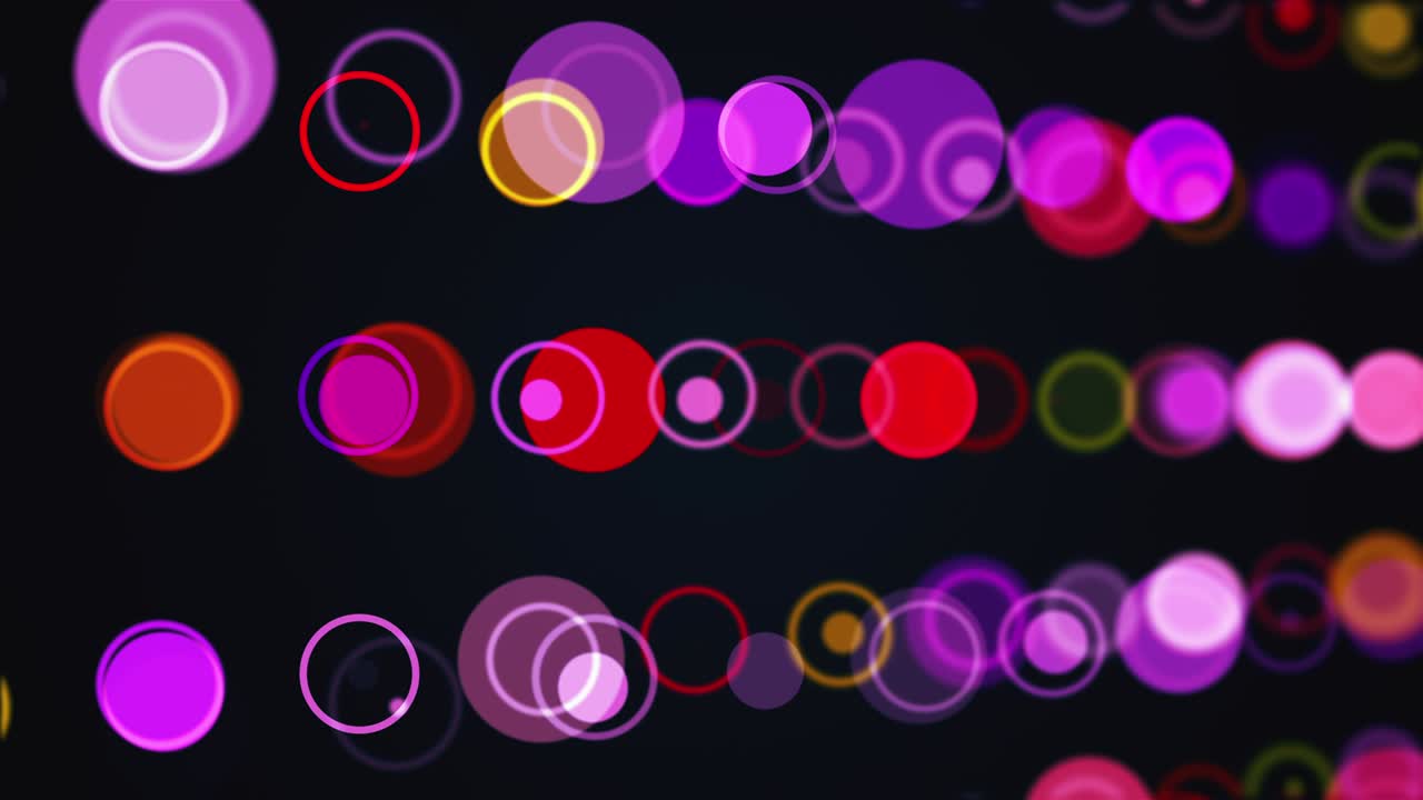 Computer generated the rows of multi colored circles and rings. 3d rendering abstract background from round particles