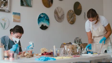 resin art workshop: two students learning