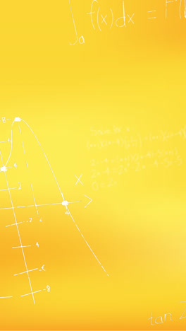 Animation-of-hand-written-mathematical-formulae-over-yellow-background