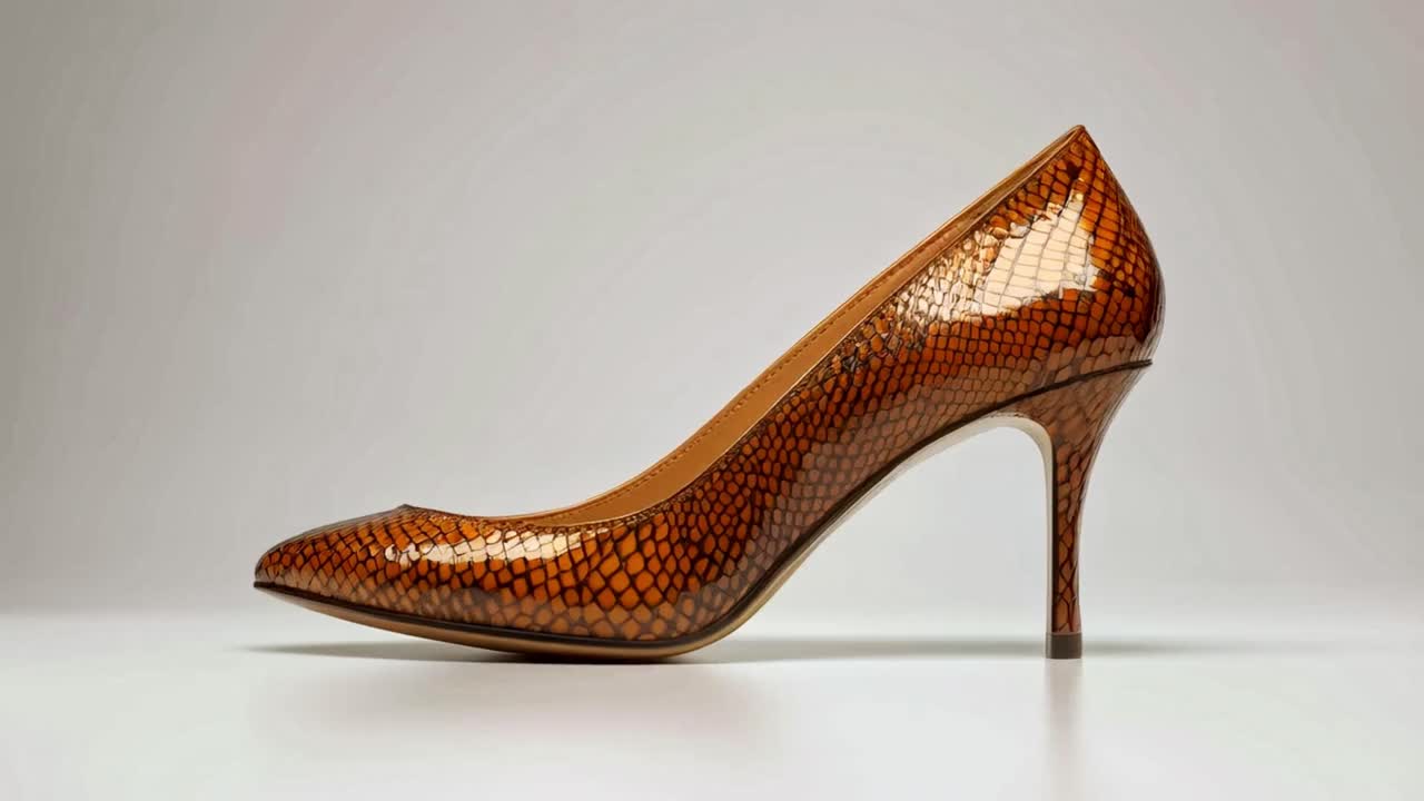 Elegant Brown Snakeskin High Heel Shoe