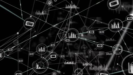 Animation-Des-Netzwerks-Von-Verbindungen-Mit-Symbolen-über-Statistiken