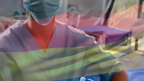 animation of flag of germany waving over in operating theatre