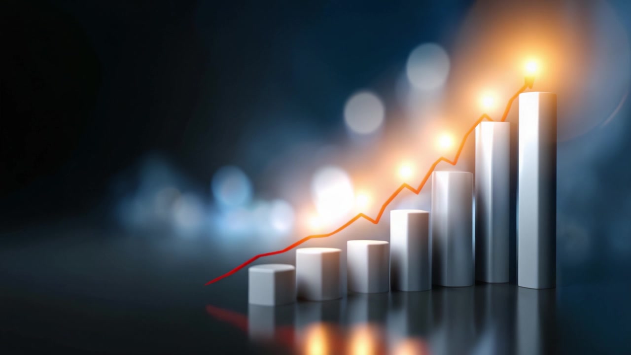 Dynamic Growth Representation: A Visual Journey Through Graphical Data Analysis Highlighting Increasing Trend Lines and Rising Bars for Financial Insights