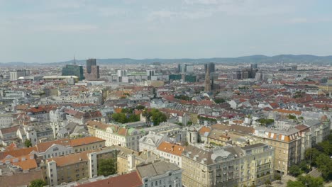 Aerial-view-of-Vienna-in-the-rays-of-the-setting-sun