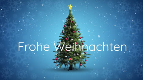 frohe weihnachten written over christmas tree