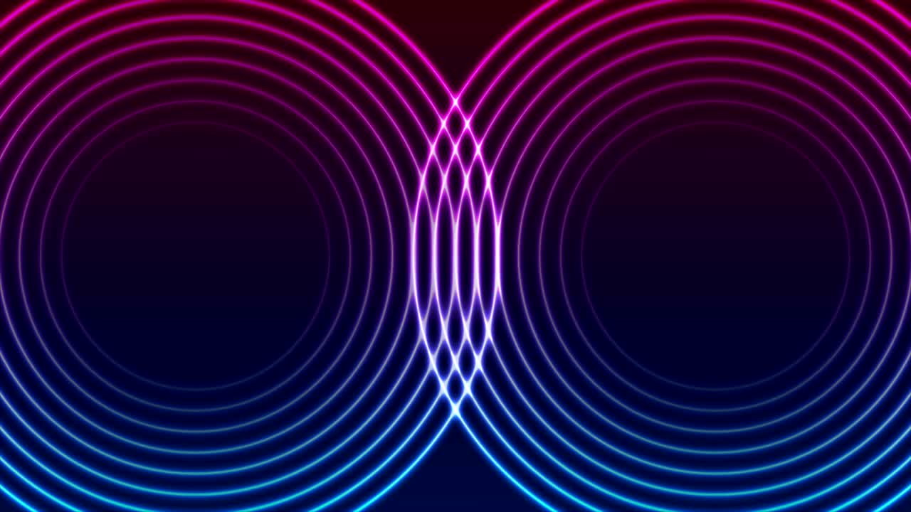 anelli di cerchio al neon animazione video astratta