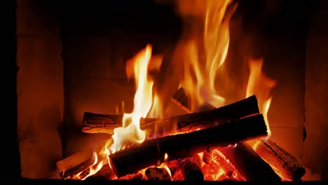 una chimenea acogedora con leña encendida