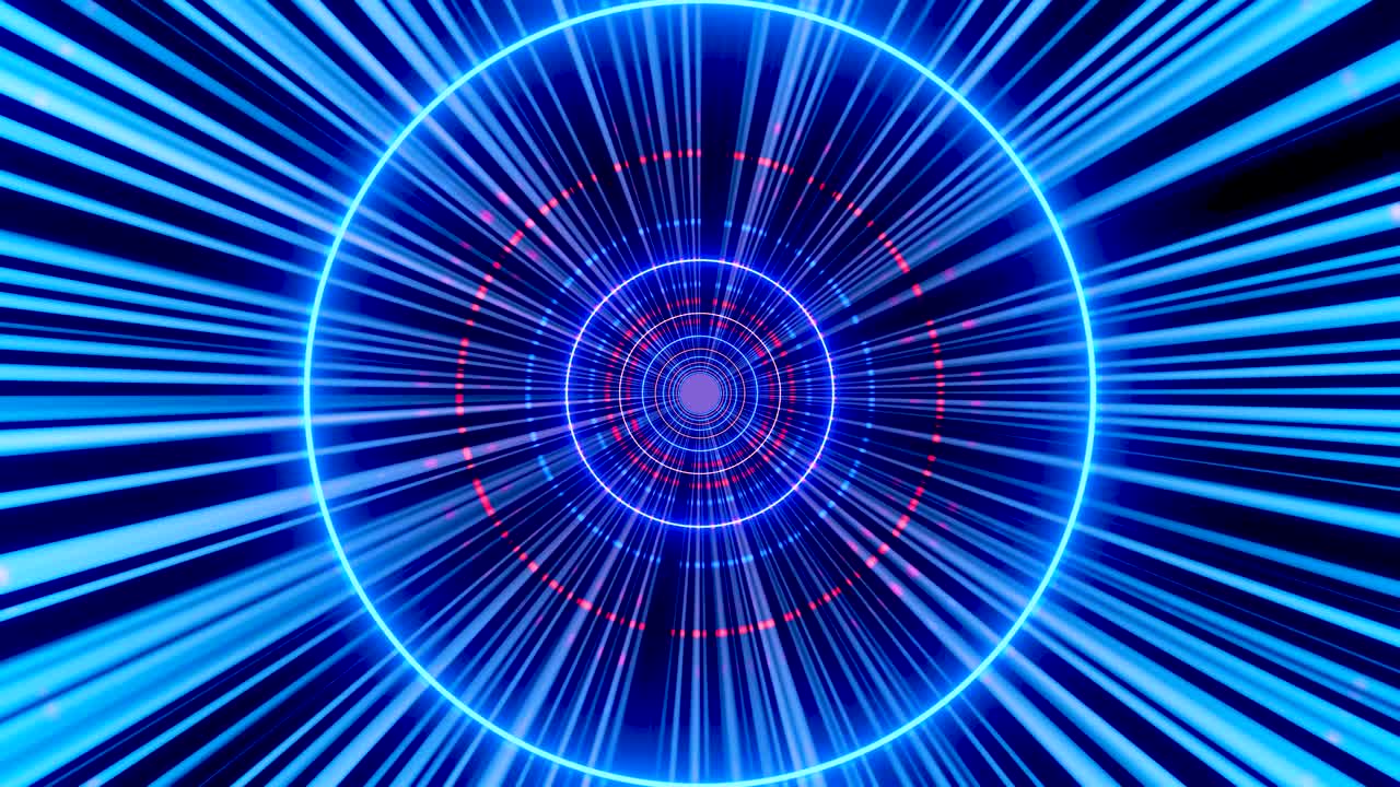 futurista abstracto túnel redondo de neón. vuelo dentro del túnel. gráfico de movimiento 4k. render 3d