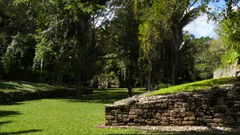 the ball court at kohunlich mayan site - quintana roo, mexico