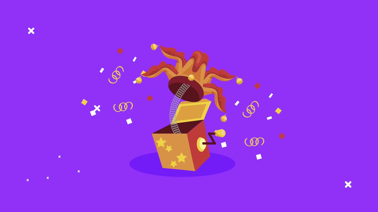 caja sorpresa de broma con el sombrero del bufón saltando