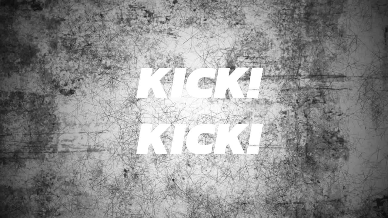 animación del texto de patada sobre las conexiones en fondo gris