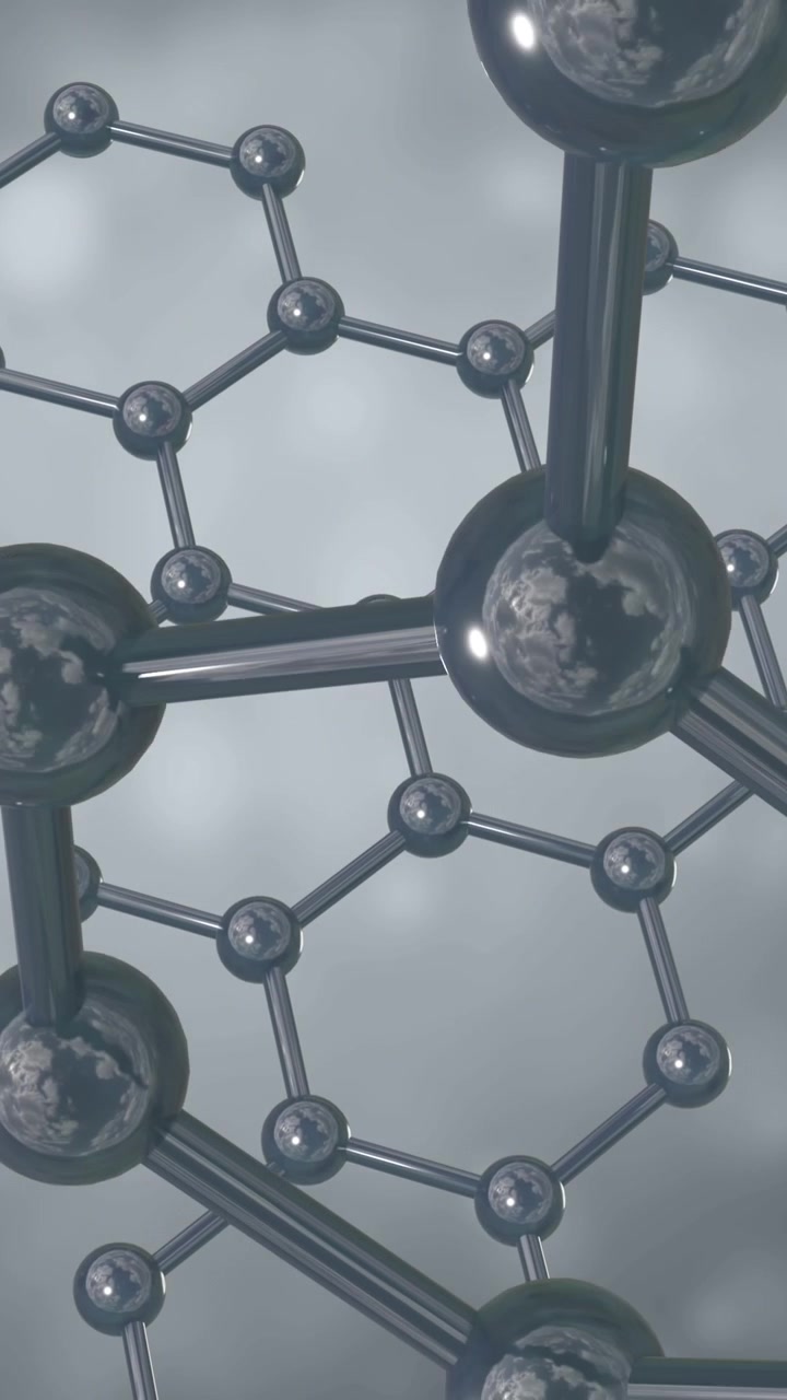 Animation of 3d micro of molecules on grey background