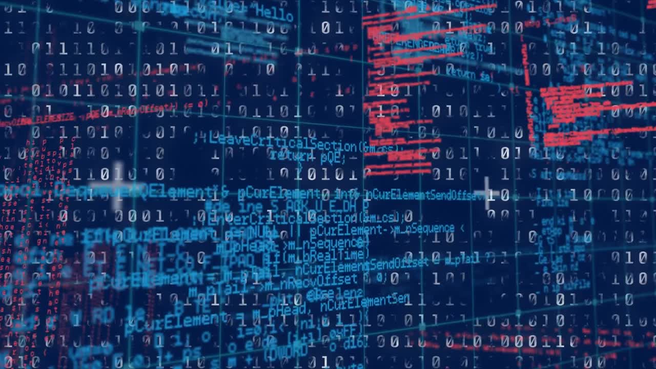 파란색 배경에 있는 데이터 처리의 애니메이션