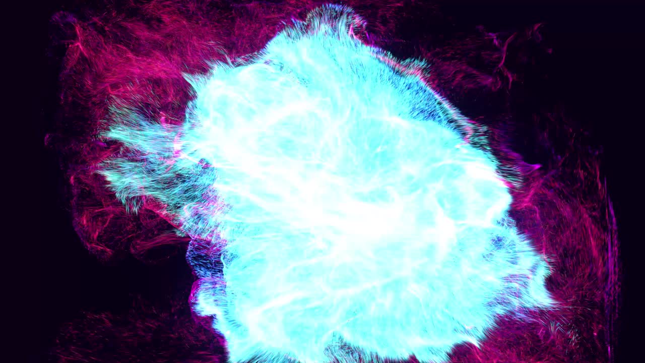 onda de choque. colorido hermoso bg con partículas mágicas lambent. partículas de brillo se extienden como efecto de tinta. luma mate como canal alfa. el emisor emite remolino de partículas de brilla que forman la estructura de la nube de tinta.