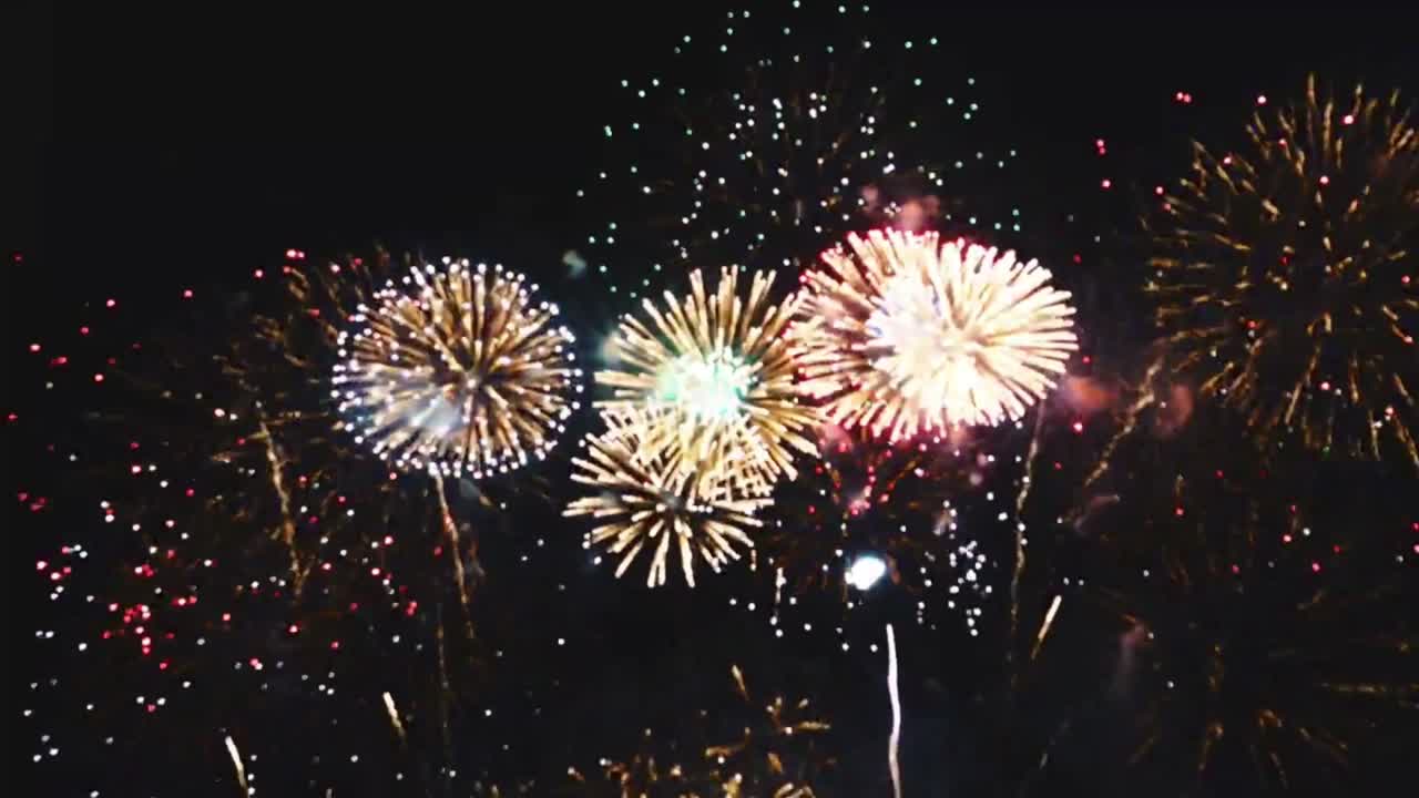 Fireworks motion graphics with green screen background
