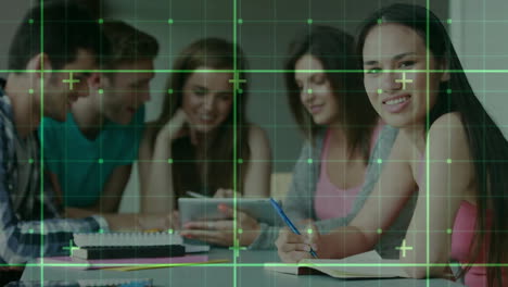 animación del procesamiento de datos en diversos estudiantes