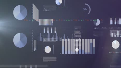 animación del procesamiento de datos estadísticos contra un fondo azul