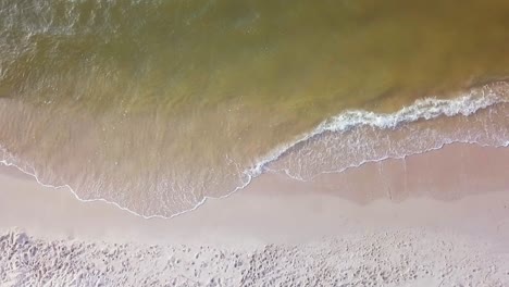 aerial view of sea waves on sandy beach of baltic sea