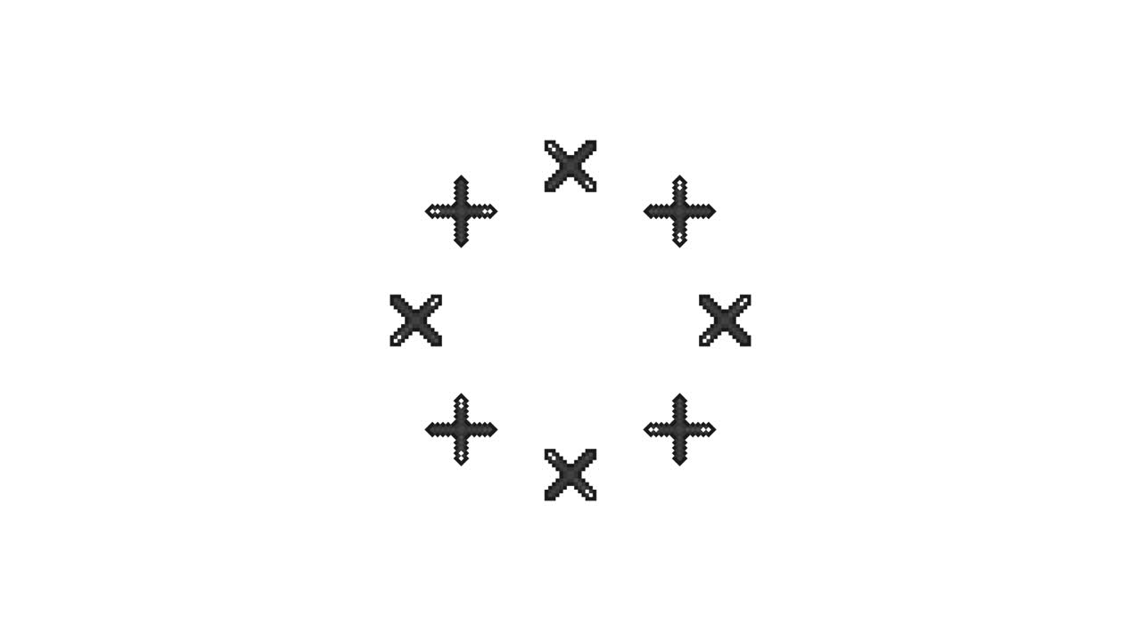 Pixel Art Mini Cross Spinning Circle Animated Overlay Transparent 30fps (6)