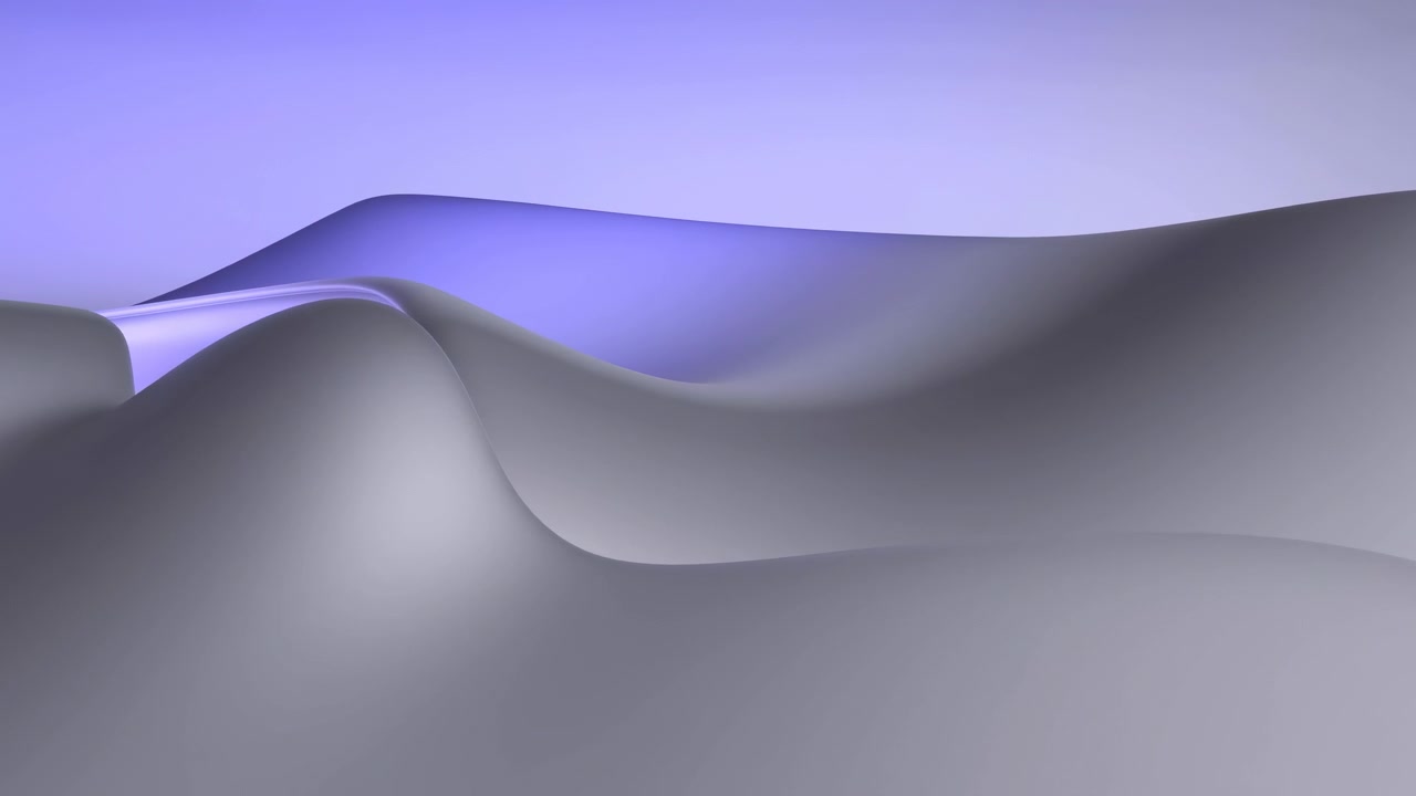 Minimal Lavender Dunes Under Soft Light, Smooth Sculpted Forms With Pastel Purple Gradient, Matte Surfaces