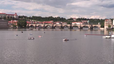 panorama of prague with charles bridge, czechia