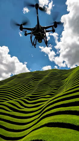 drone flying over green terraced fields