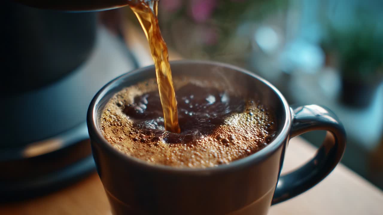vertiendo café en una taza
