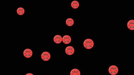 red angry emoticons appear and move across the screen