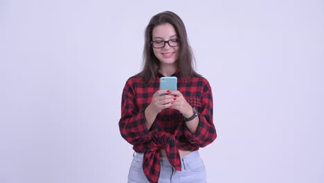 una hermosa mujer hipster.