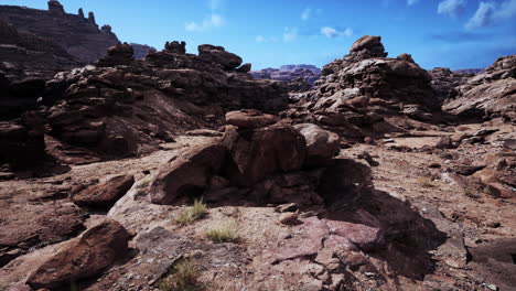 desert landscape with red rocks and mountains