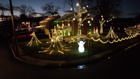 christmas lights drone house holiday winter dusk festive