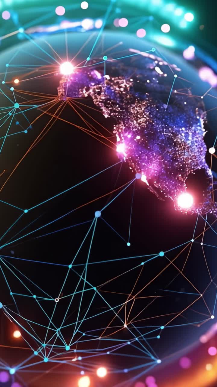 A Stunning Visualization of the Earth's Digital Connectivity Representing Global Network Links and Data Transmission Across Continents with a Vibrant Aesthetic