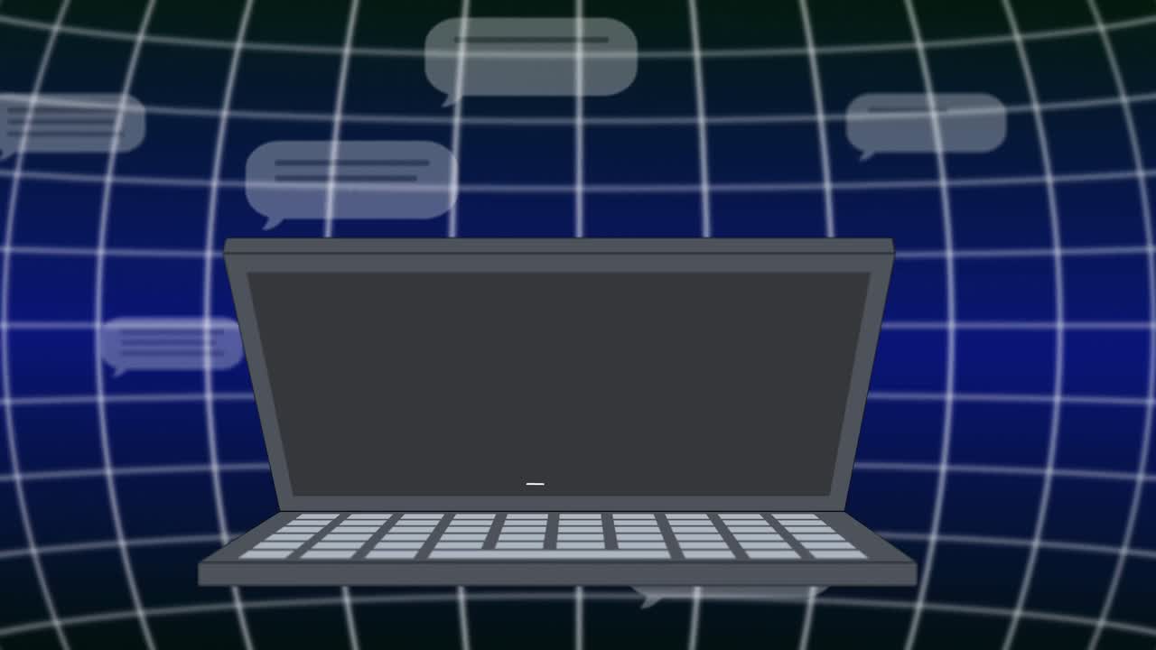 노트북 화면에 있는 ai 채팅과 아이콘의 애니메이션