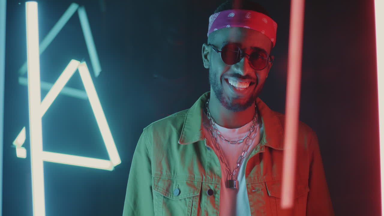 Stylish Man in Neon Lights