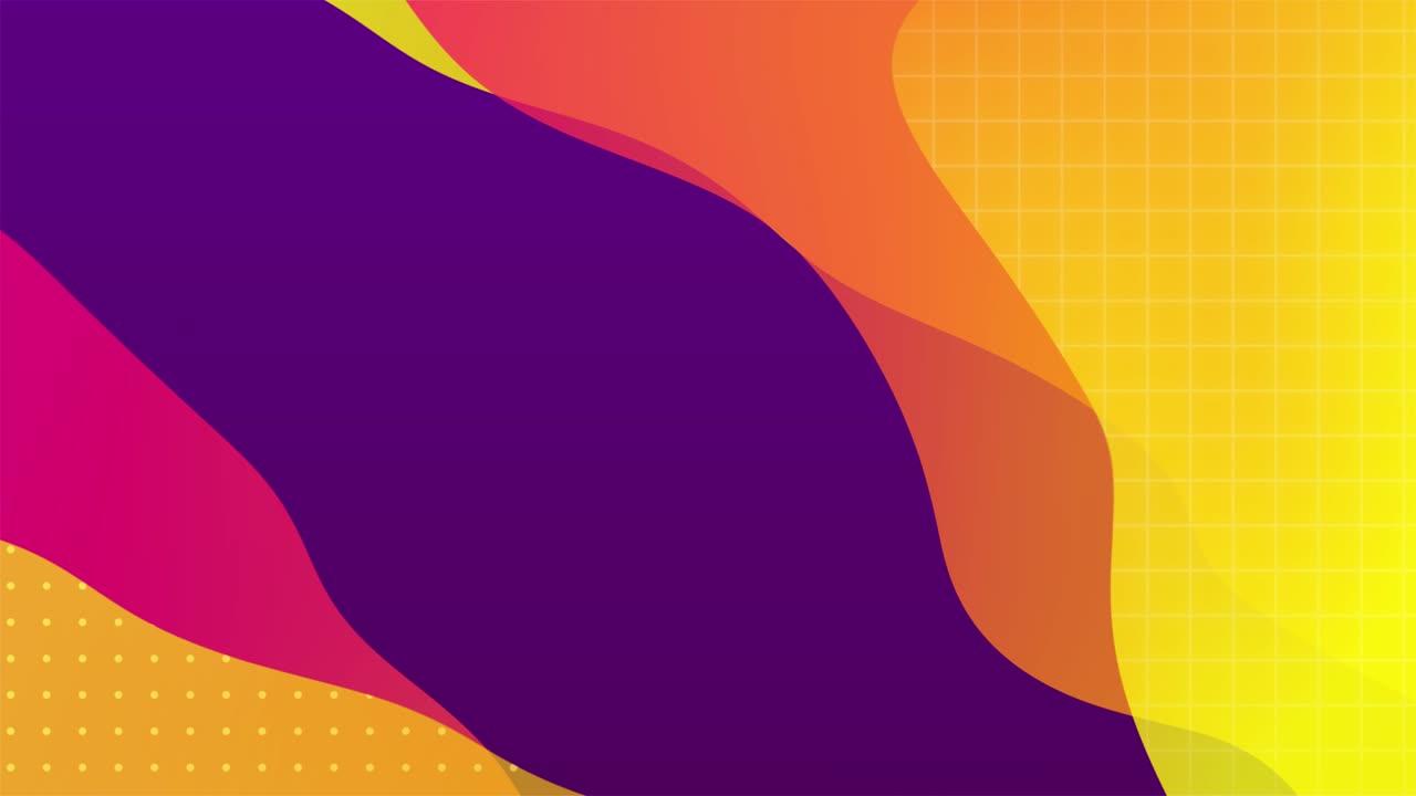 gradiente de color diseño de fondo de bucle abstracto creativo con formas onduladas y puntos. efecto líquido, estilo moderno de memphis. colores púrpura y amarillo.