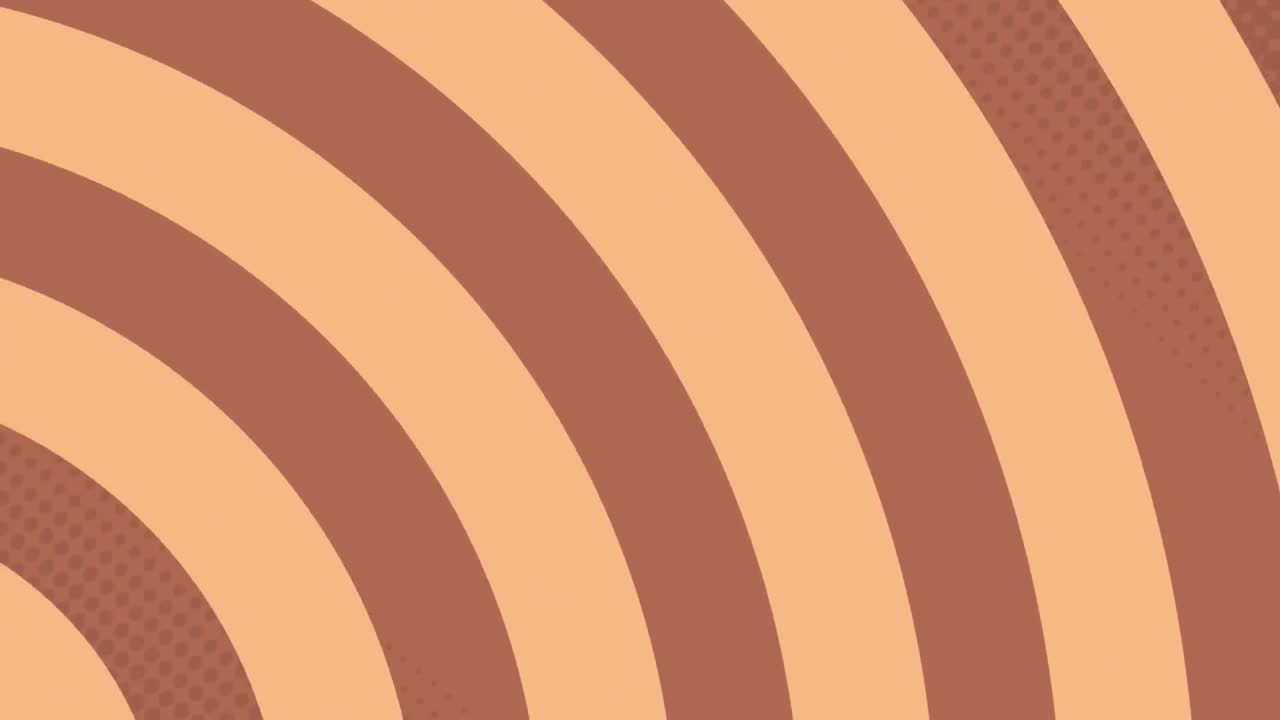 Animazione di banner di testo 'start start' con raggi radiali a motivo continuo su sfondo marrone