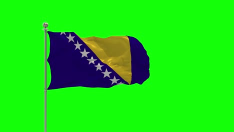 bosnia and herzegovina 3d illustration of the waving flag on a pole with  chroma
