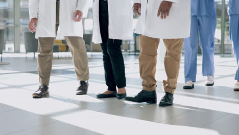 teamwork, healthcare and shoes of doctors