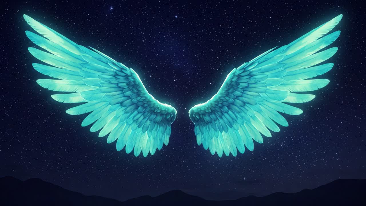 Majestic Ethereal Wings Soaring Against a Starry Night Sky, Symbolizing Freedom, Hope, and Dreams in a Vividly Captivating Digital Artwork