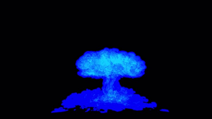 Blue nuclear explosion on transparent background